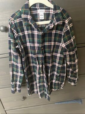 Carter's Navy, Green and White Plaid Button-Down Shirt